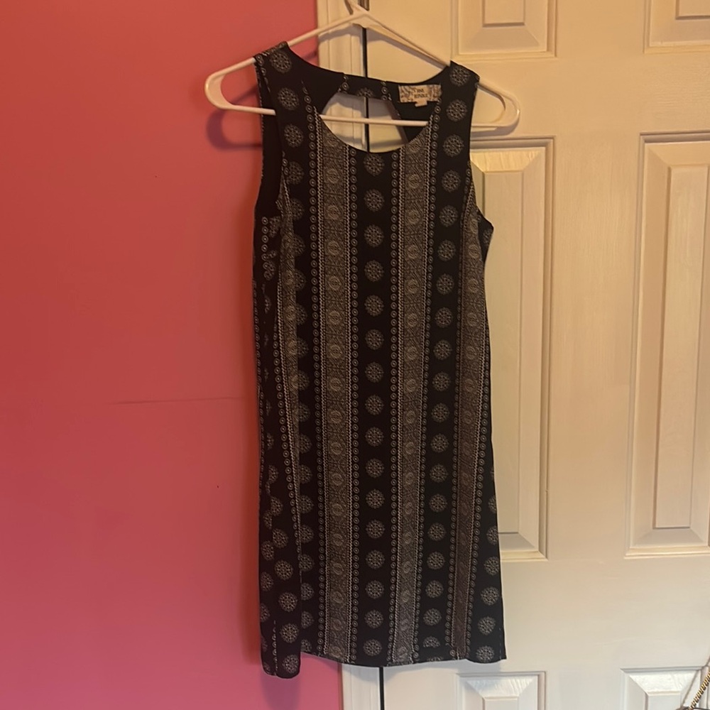 Chic Black Patterned Mini Dress